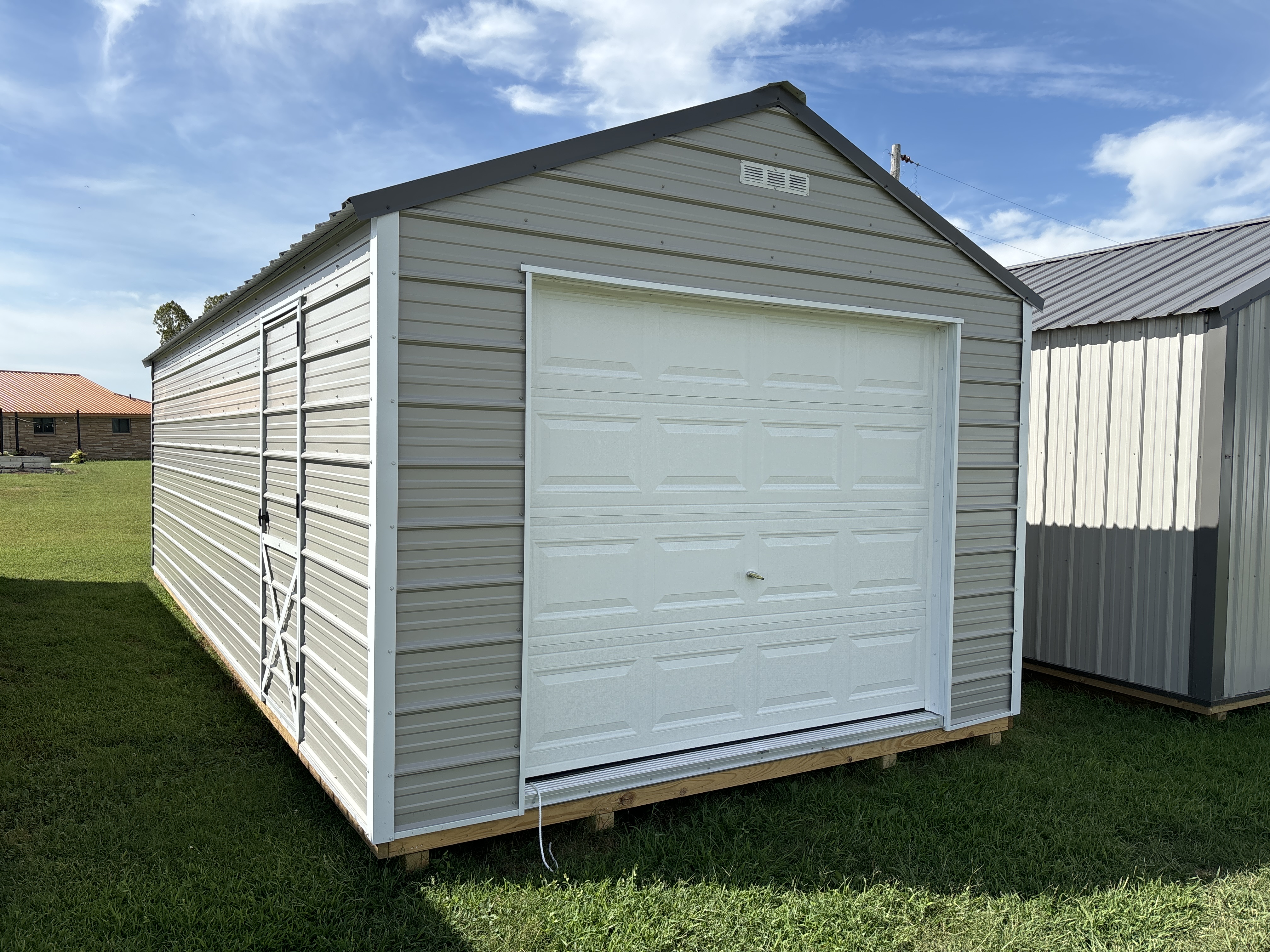 Metal Garage 12 x 28 with REAL garage door!