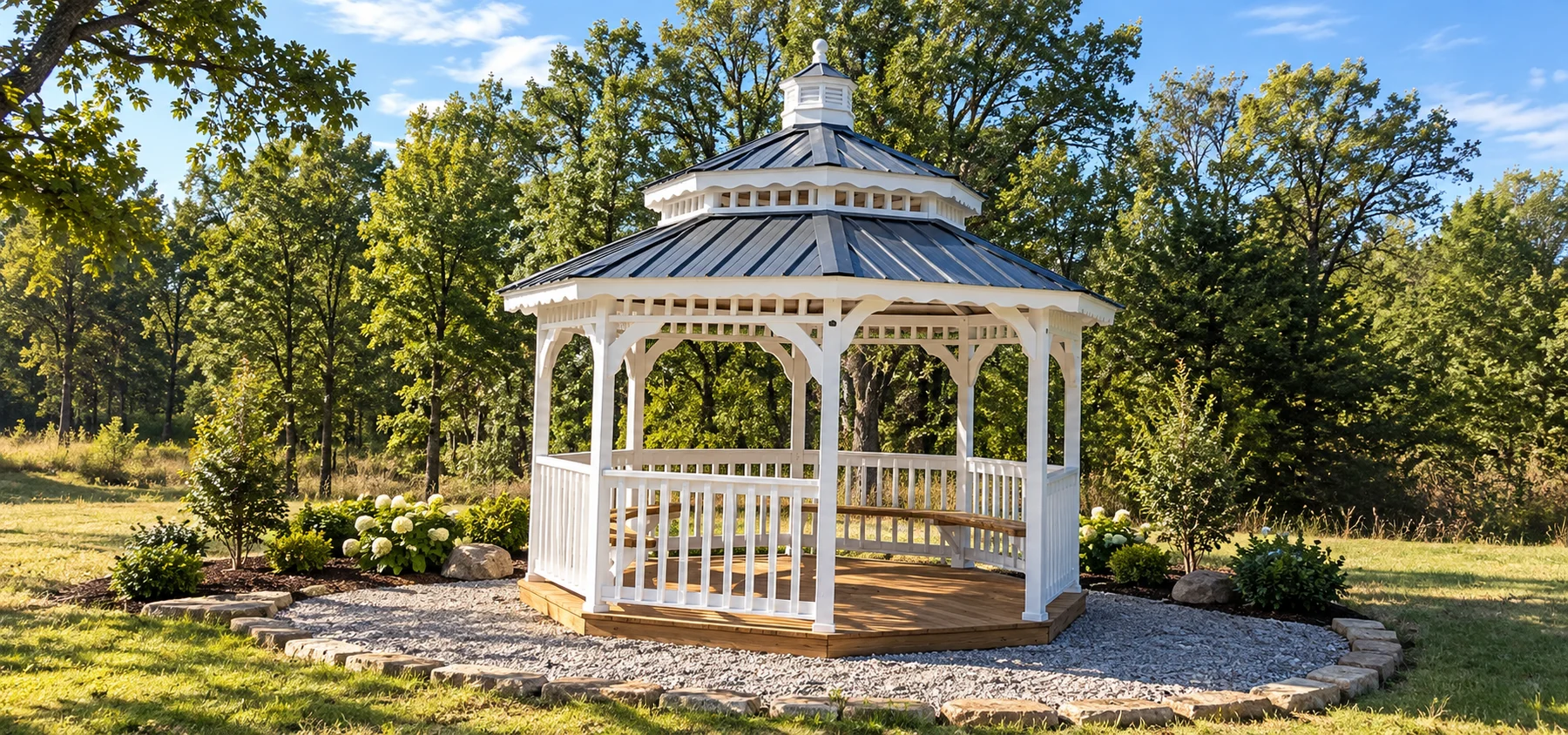 Painted octagon gazebo