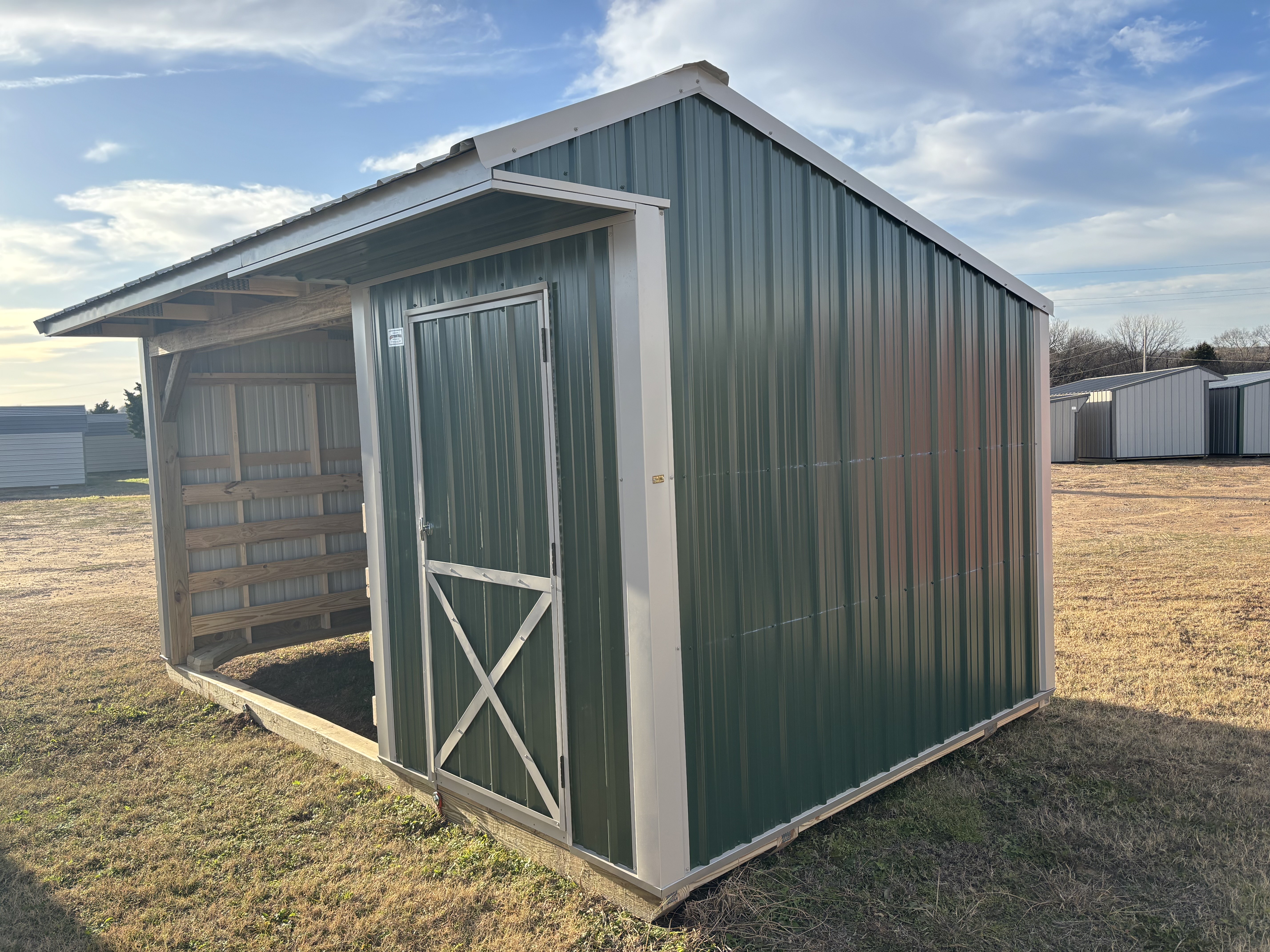 Metal Horse Loafing Shed Lean To Animal Shelter w/ Tack Room 10 x 16